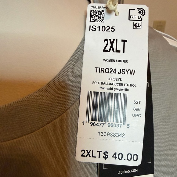 Adidas Gray and White Tiro24 Sports Tee Jersey - Picture 5 of 6